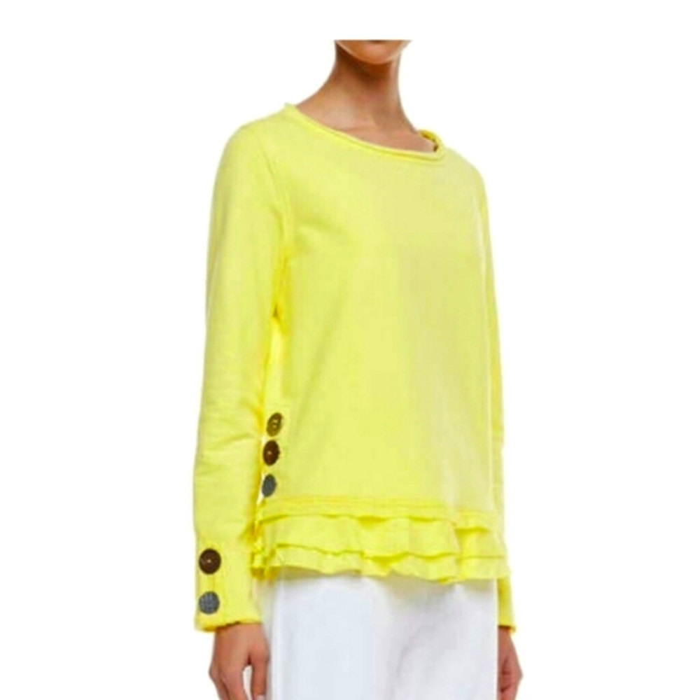 Neon Buddha ruffled button detail sweatshirt